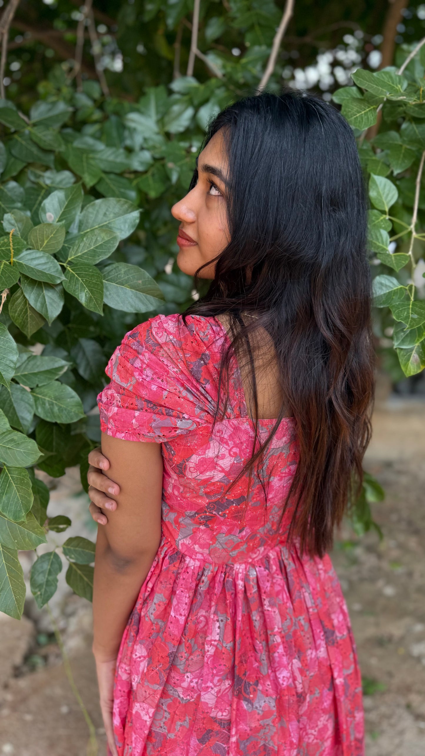 Floral pink hakoba dress
