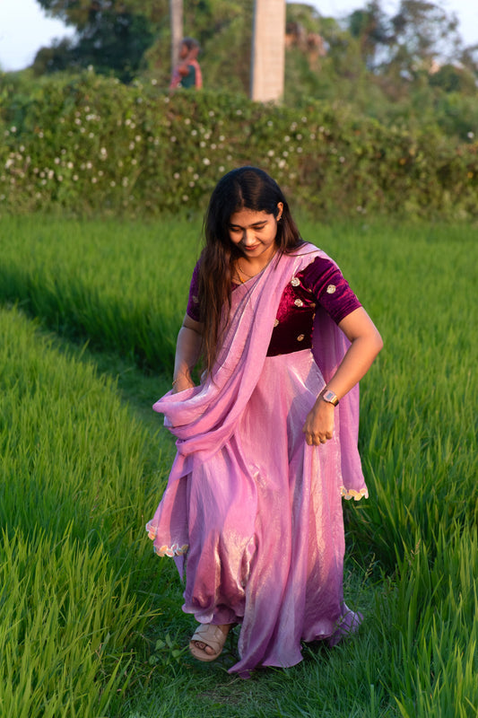 Velvet Lavandar Anarkali