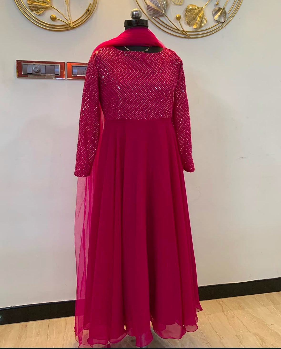 Sequins Embellished yoked anarkali