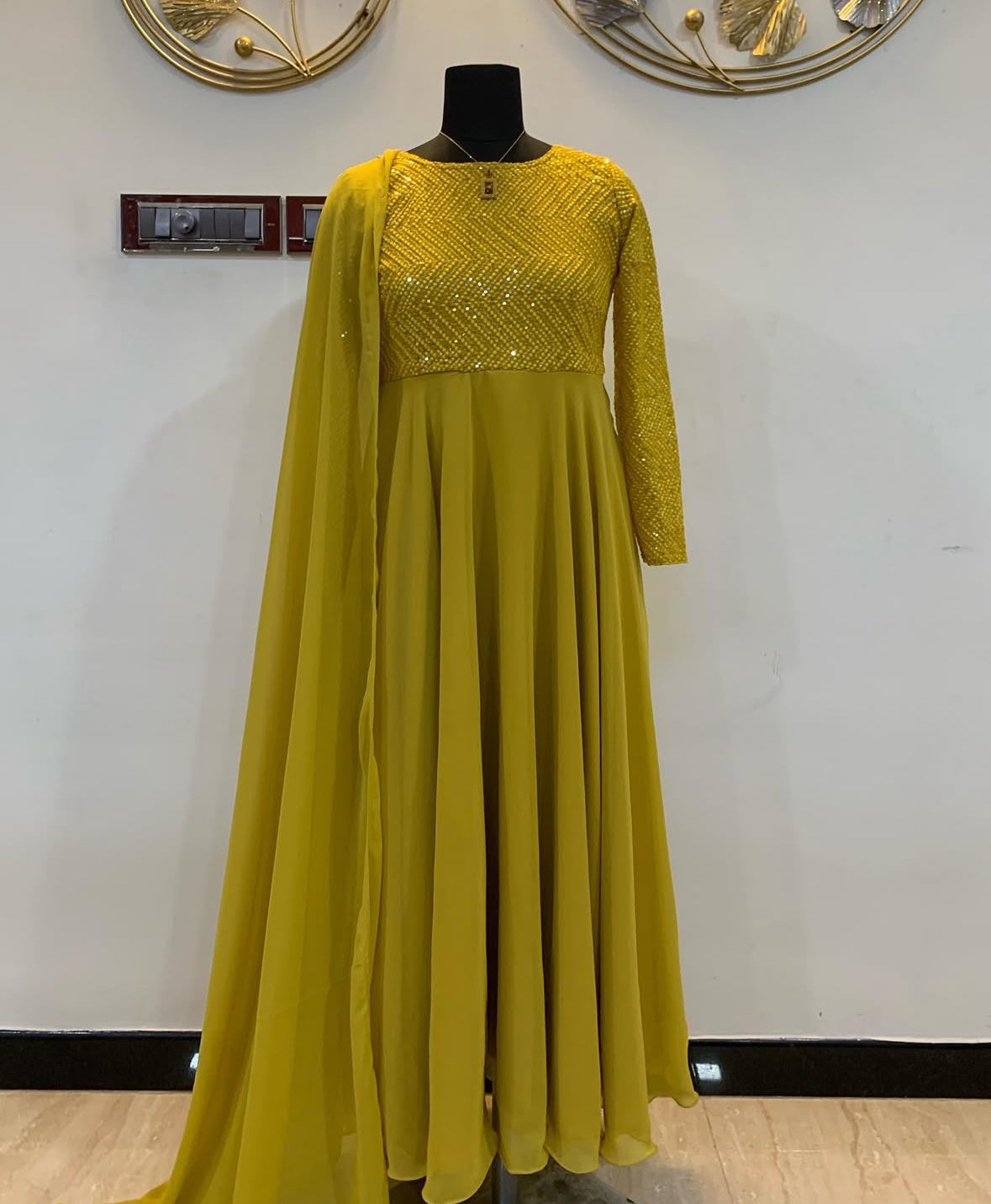 Sequins Embellished yoked anarkali