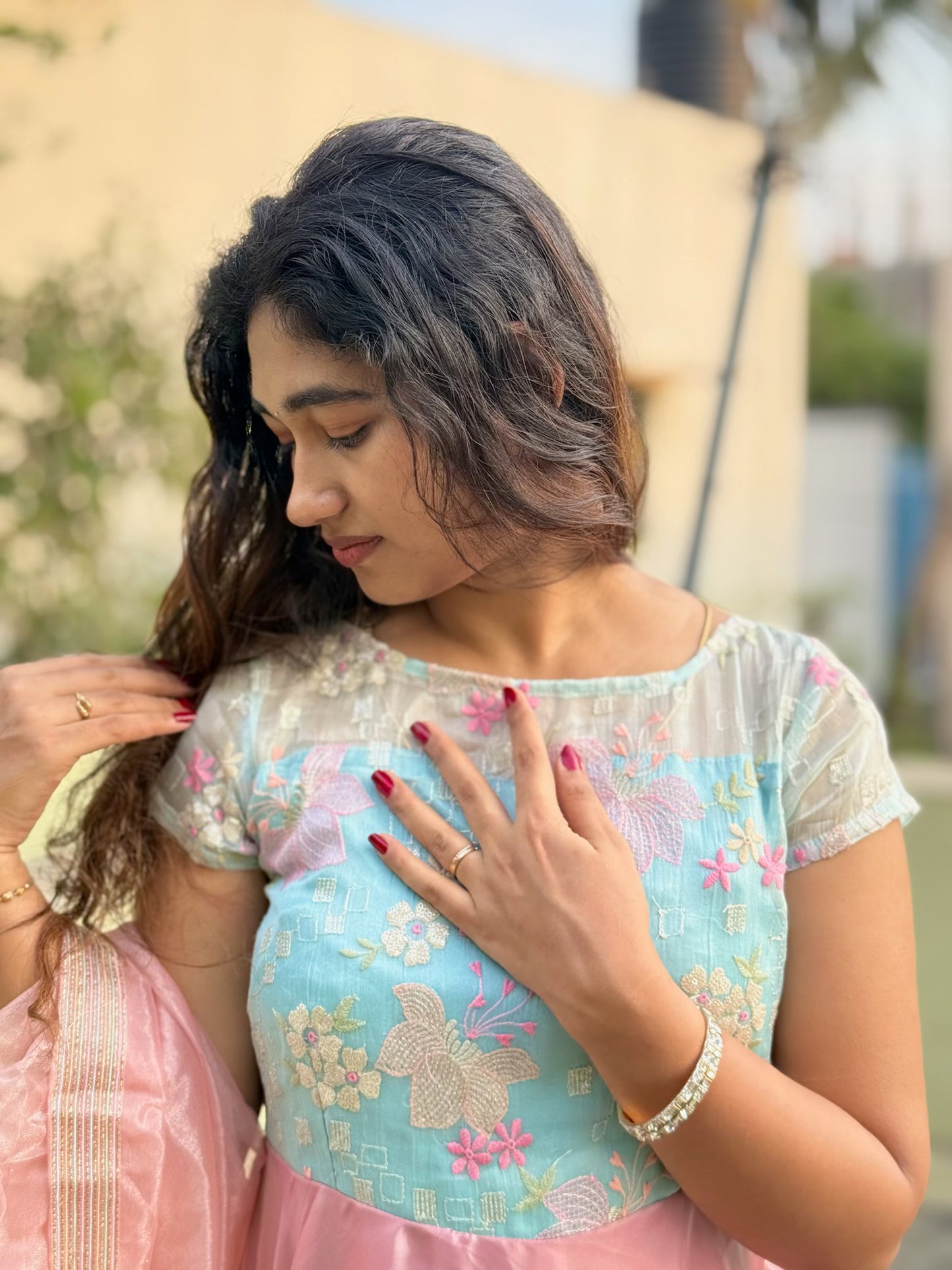 Pastel Organsa Designer Anarkali