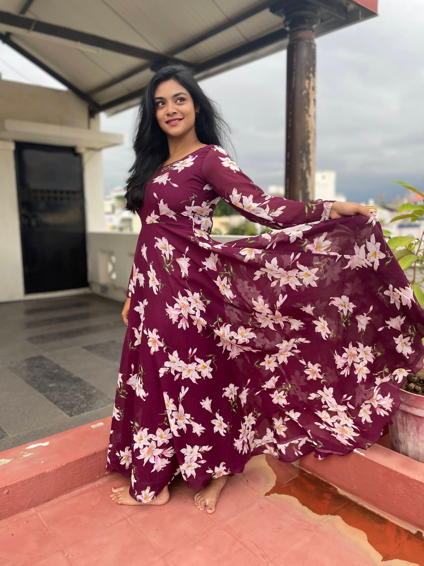 Plum Anarkali