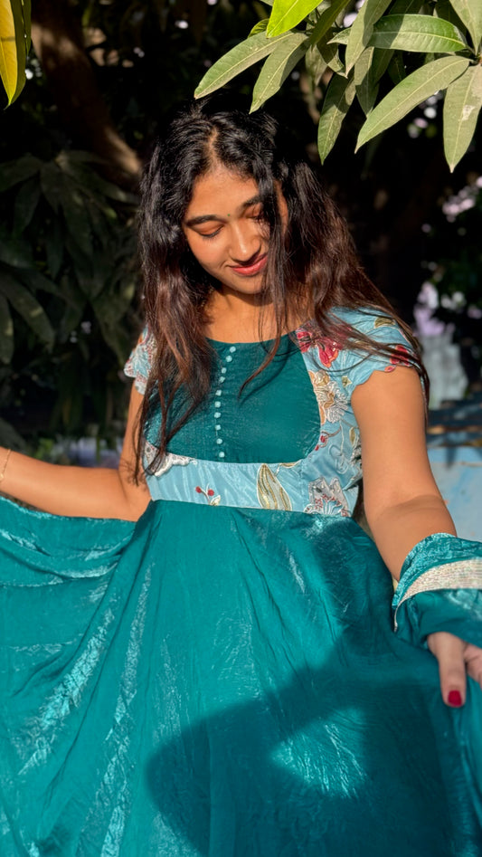 Peacock Blue Designer Anarkali