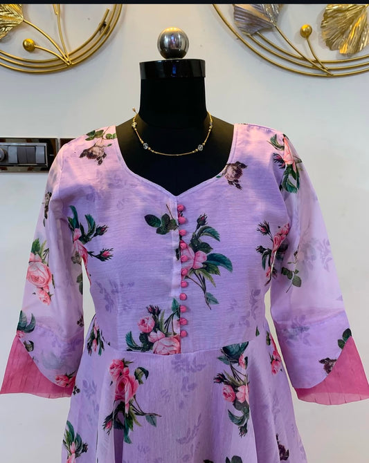 Floral violet with pink anarkali