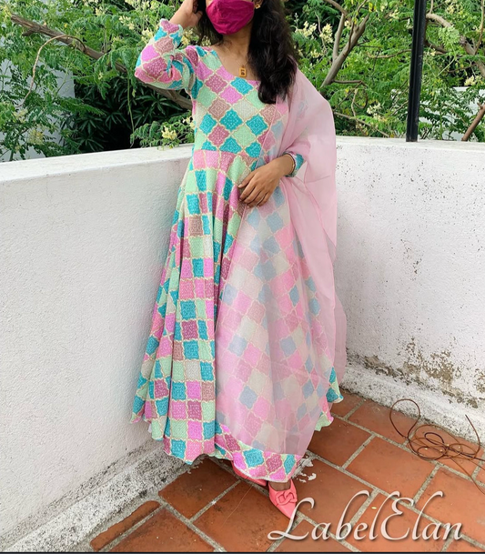 Zahra pastel anarkali