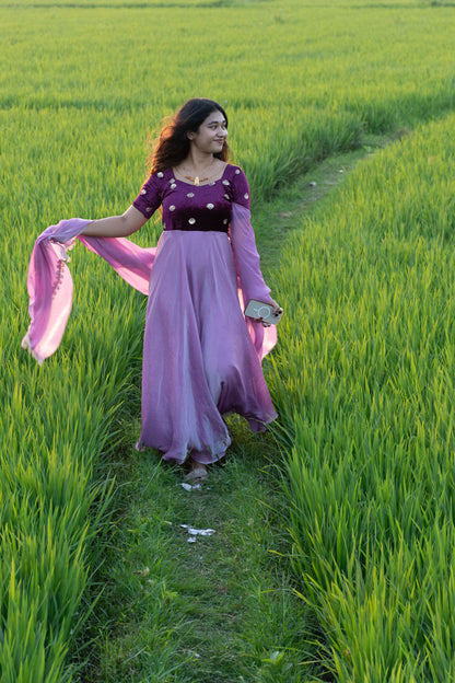 Velvet Lavandar Anarkali