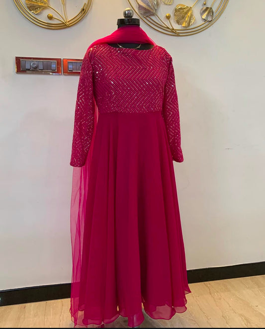 Sequins Embellished yoked anarkali