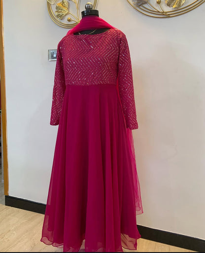 Sequins Embellished yoked anarkali