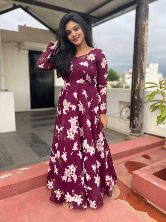Plum Anarkali