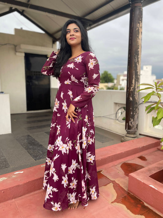 Plum Anarkali