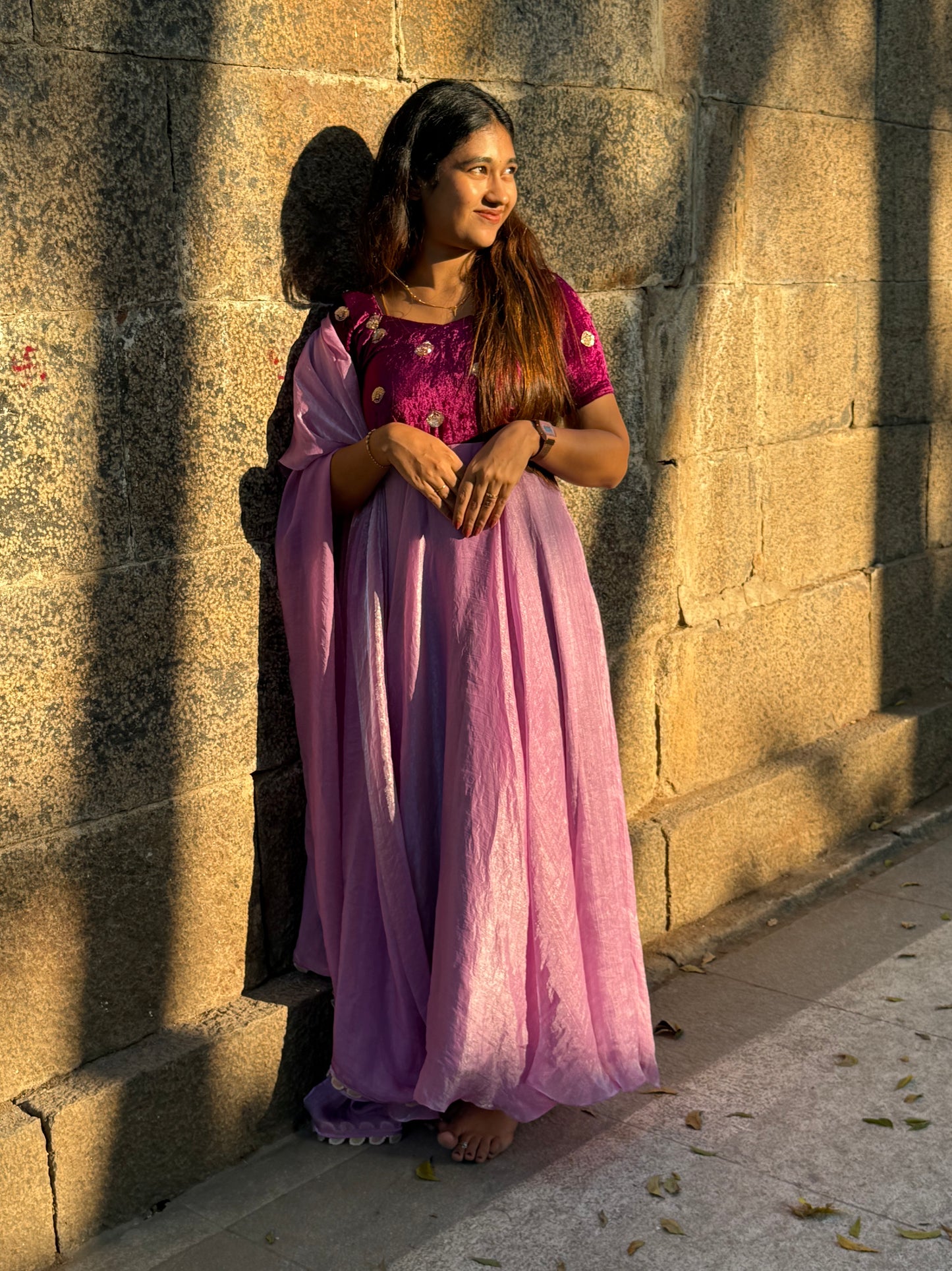 Velvet Lavandar Anarkali