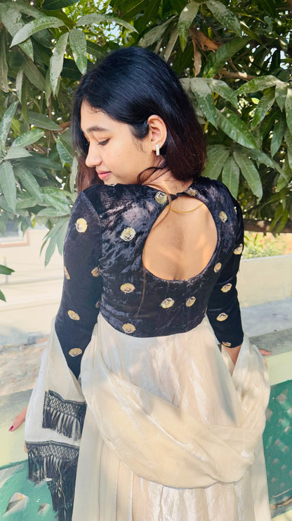 Creamy Black Velvet Anarkali