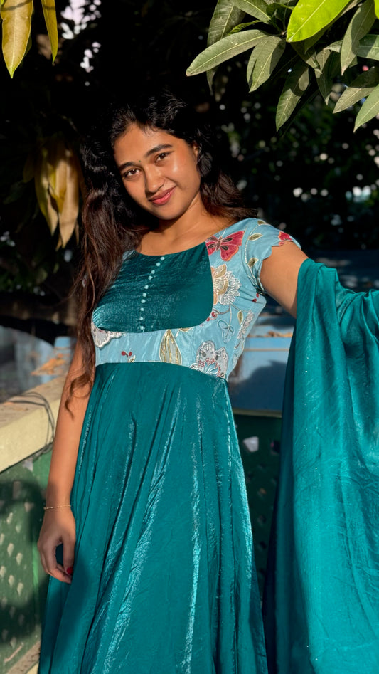 Peacock Blue Designer Anarkali